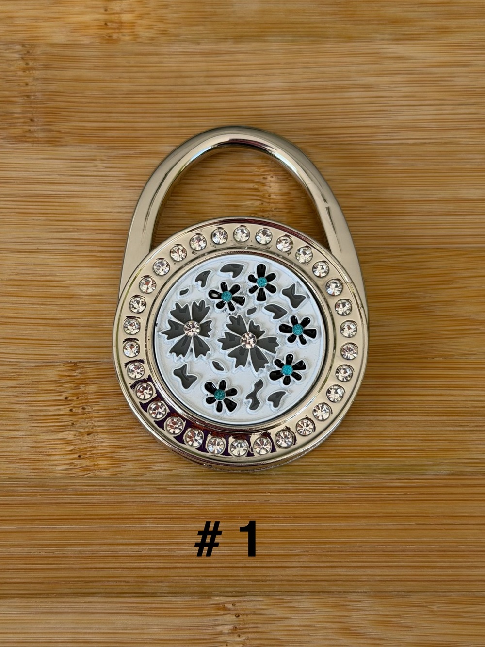 Floral & Crystal Handbag Holder/Charm